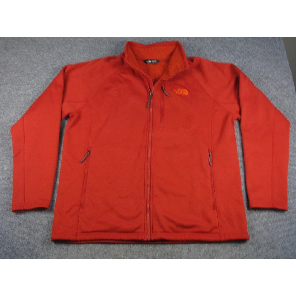 The North Face Mens XL Red Full Zip Fleece Jacket Smooth Face Soft Interior 2017
